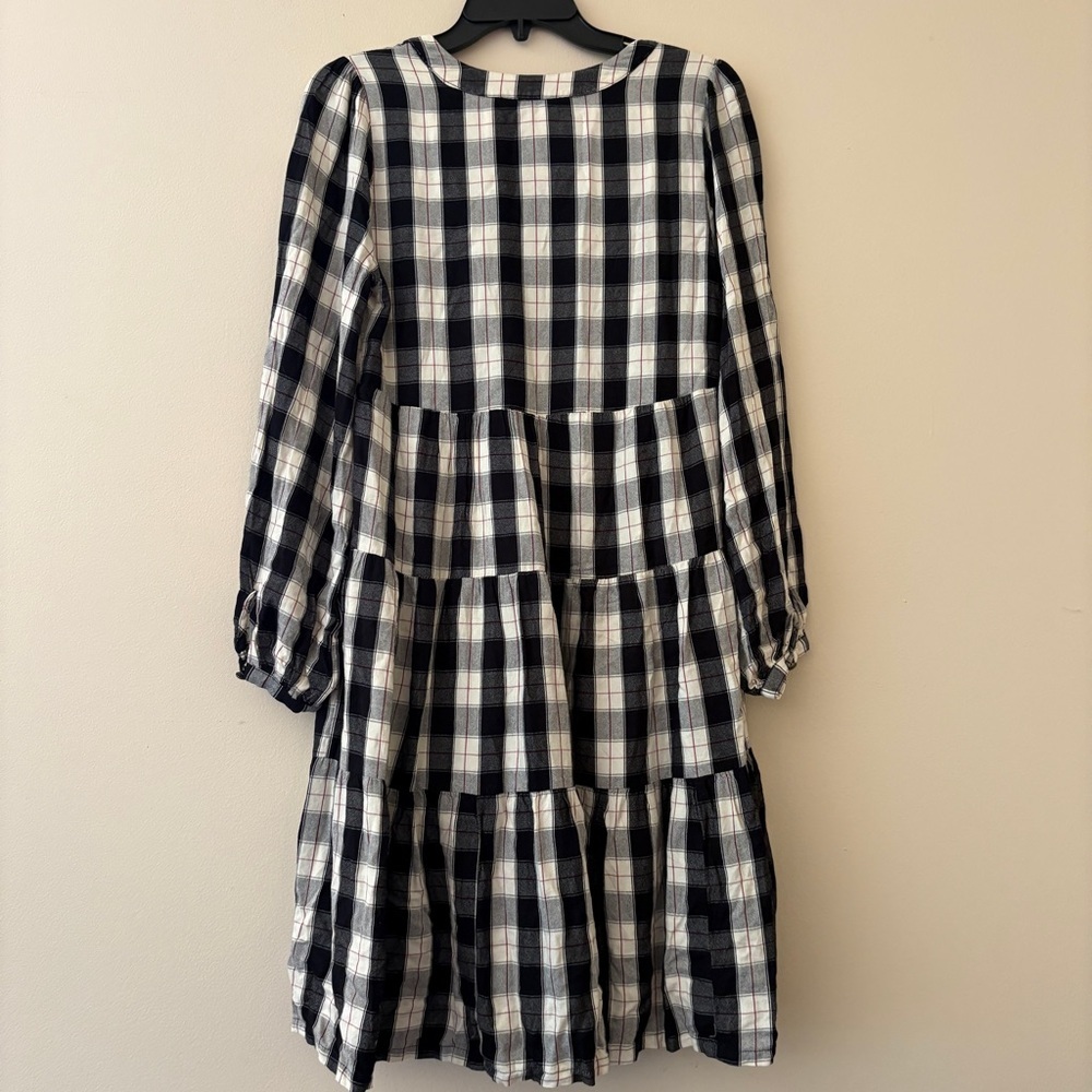 Maeve Checkered Long Sleeve Dress in Black and White - Picture 2 of 4